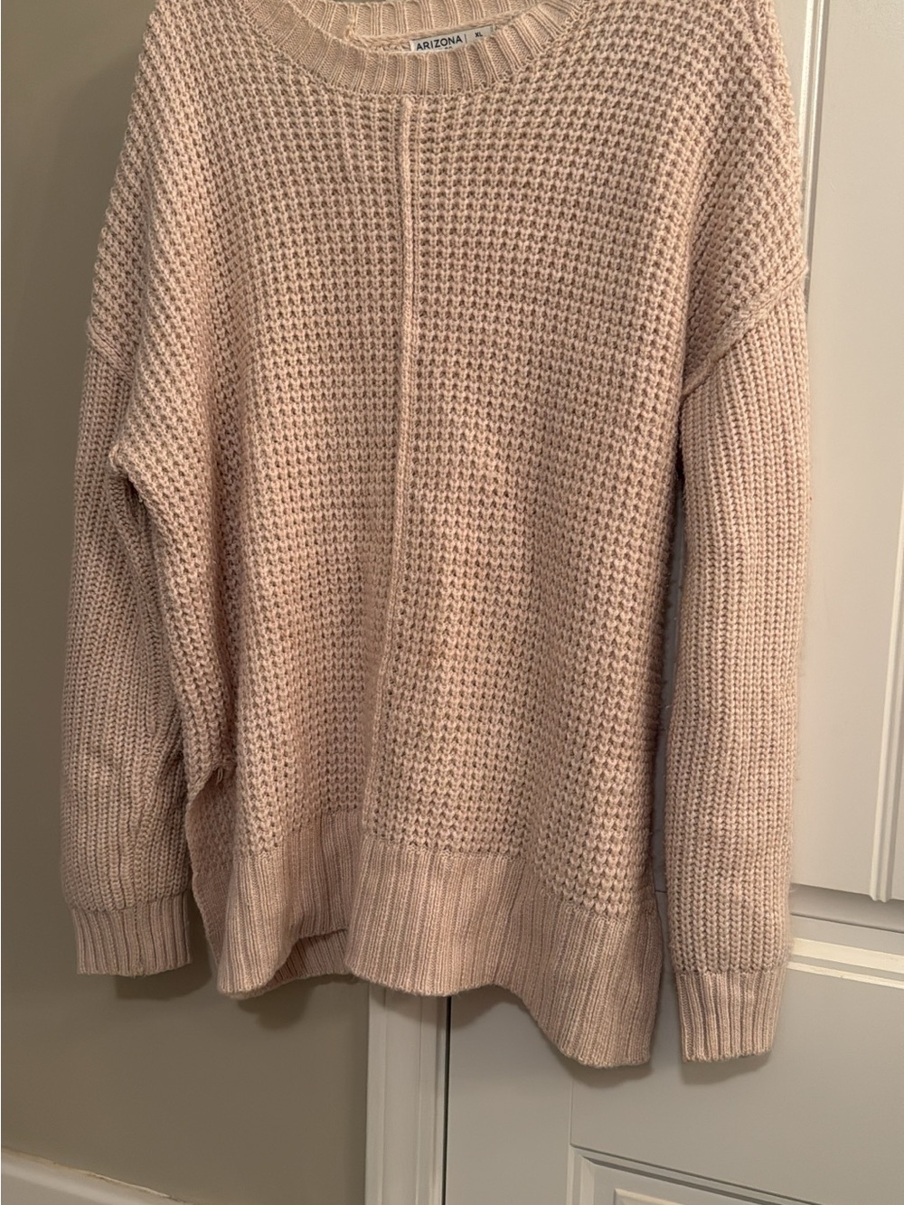 Arizona Jean Company Women's Waffle-Knit Crewneck Sweater - cream